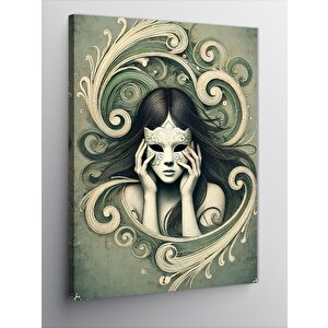 Kanvas Tablo Çiçeklerle Çevrili Kadın Yüzü 100x140 cm