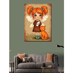 Kanvas Tablo Kedi Ve Tatlı Çocuk 70x100 cm