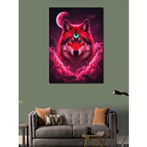 Kanvas Tablo Ay Işığı Altında Kurt 100x140 cm