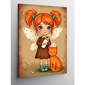 Kanvas Tablo Kedi Ve Tatlı Çocuk 50x70 cm