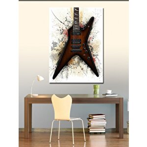 Kanvas Tablo Kahverengi Elektro Gitar 50x70 cm