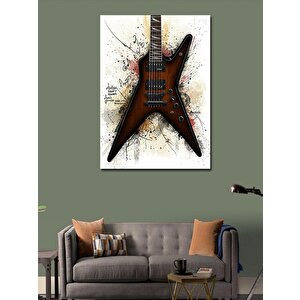 Kanvas Tablo Kahverengi Elektro Gitar 50x70 cm