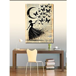 Kanvas Tablo Kelebekler Ve Gece Kadını 100x140 cm