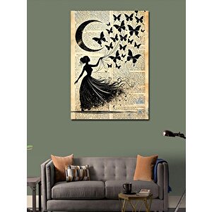 Kanvas Tablo Kelebekler Ve Gece Kadını 100x140 cm