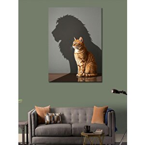 Kanvas Tablo Gölgeyle Aslan Ve Kedi Portresi 100x140 cm