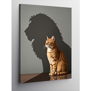 Kanvas Tablo Gölgeyle Aslan Ve Kedi Portresi 50x70 cm