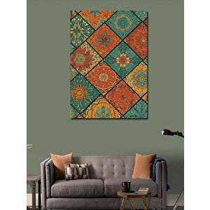 Kanvas Tablo Desenli Arka Plan Ve Geleneksel Motifler 100x140 cm