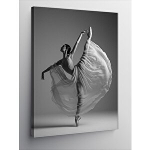 Kanvas Tablo Siyah Beyaz Balerin Ve Yüksek Poz 100x140 cm