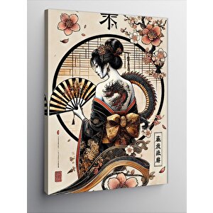 Kanvas Tablo Japon Geisha Ve Çiçekler 50x70 cm