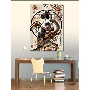 Kanvas Tablo Japon Geisha Ve Çiçekler 50x70 cm