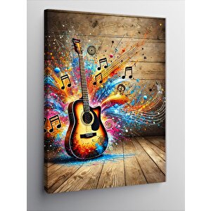 Kanvas Tablo Müzik Ve Renklerle Gitar 100x140 cm