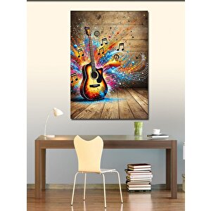 Kanvas Tablo Müzik Ve Renklerle Gitar 100x140 cm