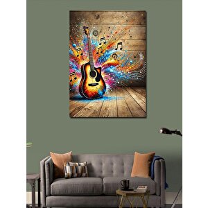 Kanvas Tablo Müzik Ve Renklerle Gitar 100x140 cm