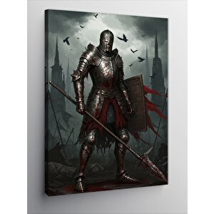 Kanvas Tablo Ortaçağ Şövalyesi Ve Kalkan 100x140 cm