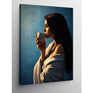 Kanvas Tablo Kahve İçen Kadın Silüeti 50x70 cm