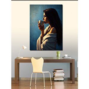 Kanvas Tablo Kahve İçen Kadın Silüeti 50x70 cm