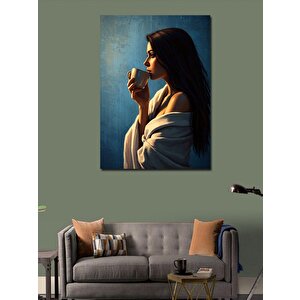 Kanvas Tablo Kahve İçen Kadın Silüeti 50x70 cm