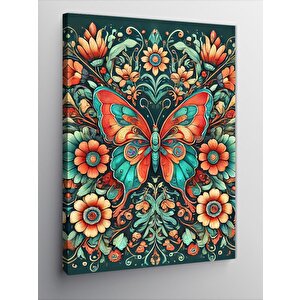 Kanvas Tablo Çiçek Ve Kelebek Deseni 70x100 cm
