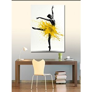Kanvas Tablo Sarı Elbiseli Bale Figürü 100x140 cm