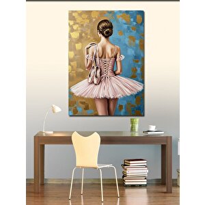 Kanvas Tablo Altın Fonda Balerin Figürü 50x70 cm