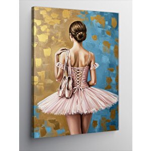 Kanvas Tablo Altın Fonda Balerin Figürü 70x100 cm