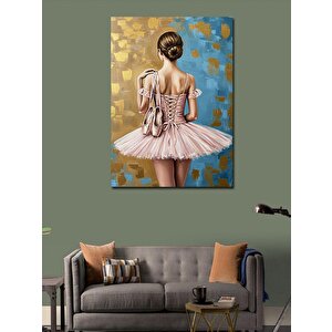 Kanvas Tablo Altın Fonda Balerin Figürü 70x100 cm