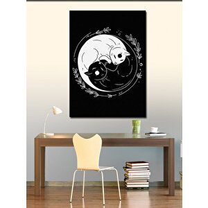 Kanvas Tablo Yin-yang Kediler Ve Denge 100x140 cm