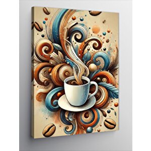 Kanvas Tablo Buharlı Kahve Ve Sanatsal Çizgiler 100x140 cm
