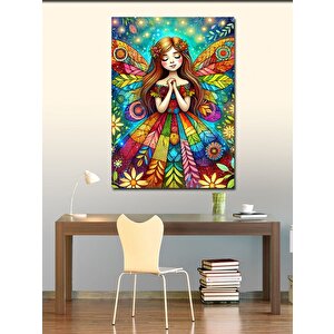 Kanvas Tablo Çiçekli Peri Kızı 50x70 cm