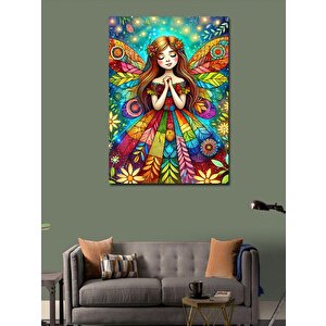 Kanvas Tablo Çiçekli Peri Kızı 100x140 cm