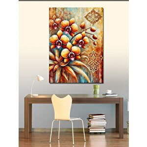 Kanvas Tablo Altın Çiçek Motifi 100x140 cm
