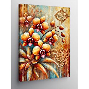 Kanvas Tablo Altın Çiçek Motifi 50x70 cm