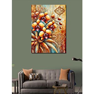 Kanvas Tablo Altın Çiçek Motifi 50x70 cm