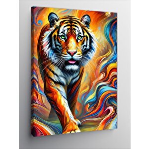 Kanvas Tablo Renkli Kaplan Portresi 50x70 cm