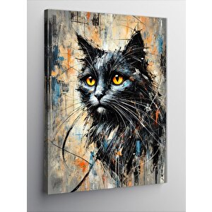 Kanvas Tablo Turuncu Gözlü Kara Kedi 70x100 cm