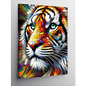 Kanvas Tablo Renkli Kaplan Portresi 100x140 cm