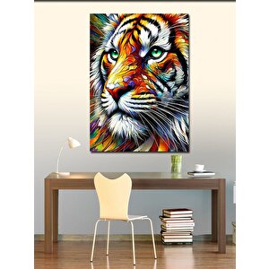 Kanvas Tablo Renkli Kaplan Portresi 100x140 cm