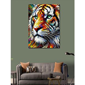 Kanvas Tablo Renkli Kaplan Portresi 100x140 cm