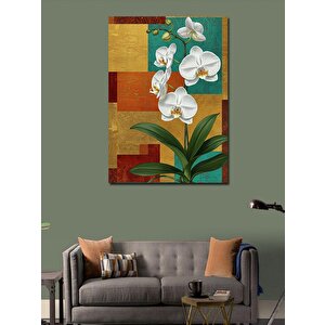 Kanvas Tablo Altın Orkide Çiçekleri 100x140 cm