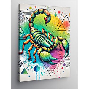 Kanvas Tablo Renkli Akrep Ve Geometrik Arka Plan 100x140 cm