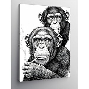 Kanvas Tablo İki Şempanze Portresi 70x100 cm