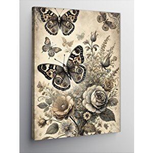 Kanvas Tablo Çiçekler Ve Kelebekler 70x100 cm