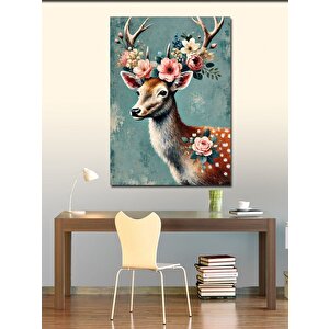 Kanvas Tablo Çiçekli Geyik 70x100 cm