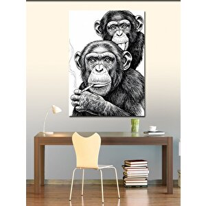 Kanvas Tablo İki Şempanze Portresi 50x70 cm