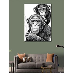 Kanvas Tablo İki Şempanze Portresi 50x70 cm