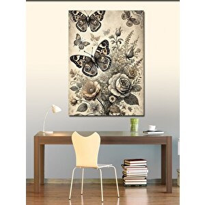 Kanvas Tablo Çiçekler Ve Kelebekler 100x140 cm