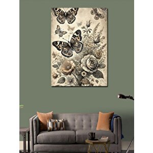 Kanvas Tablo Çiçekler Ve Kelebekler 50x70 cm