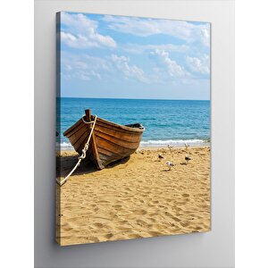 Kanvas Tablo Plaj Ve Huzurlu Kayık 50x70 cm