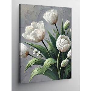 Kanvas Tablo Beyaz Laleler 50x70 cm