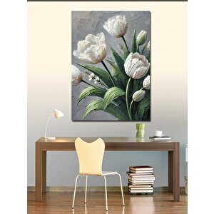 Kanvas Tablo Beyaz Laleler 50x70 cm